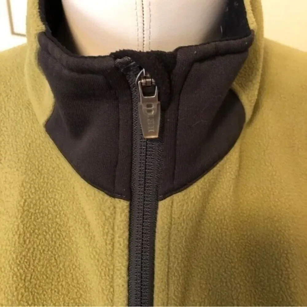 REI Women's Large Green‎ Fleece Full Zip Jacket Black Side Panels Hiking Camping